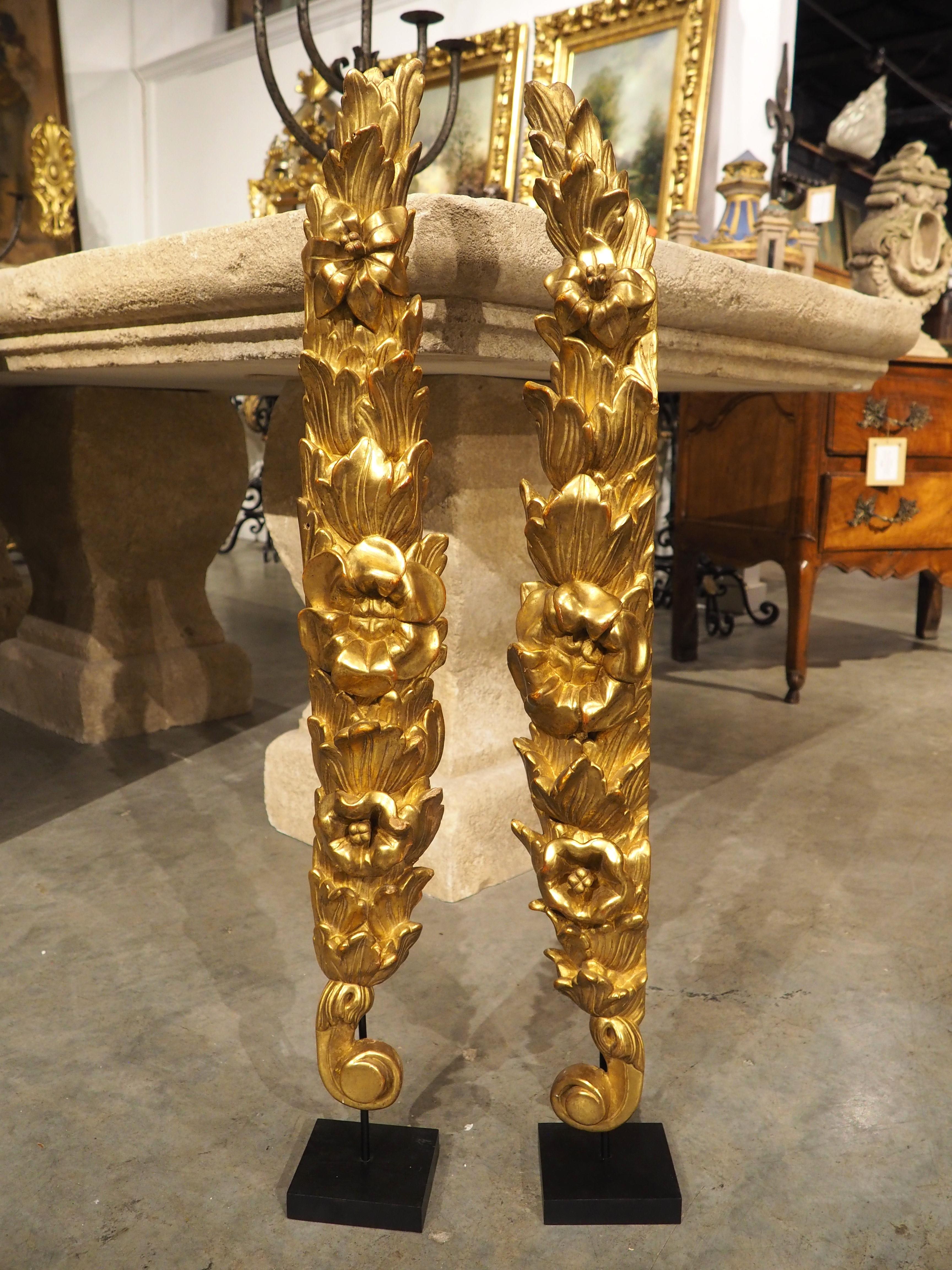 Pair of 18th Century Giltwood Altar Ornaments from Italy (34 inches tall) 4