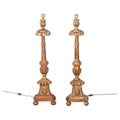 Pair of 18th Century Giltwood Lamps