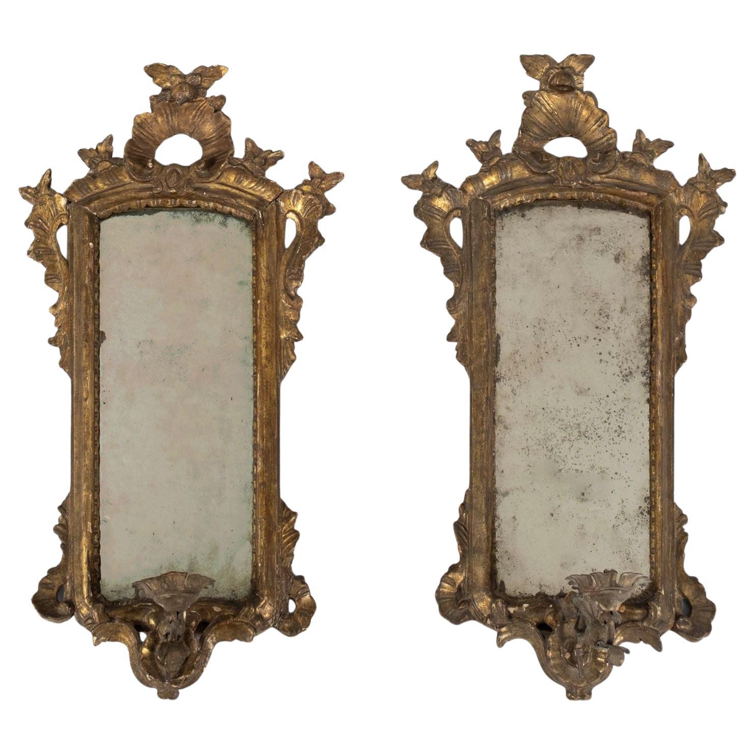 Paar verspiegelte Wandleuchter aus Giltwood aus dem 18.