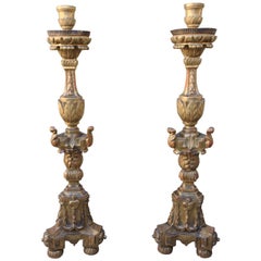 Antique Pair of 18th Century Giltwood Torcheres