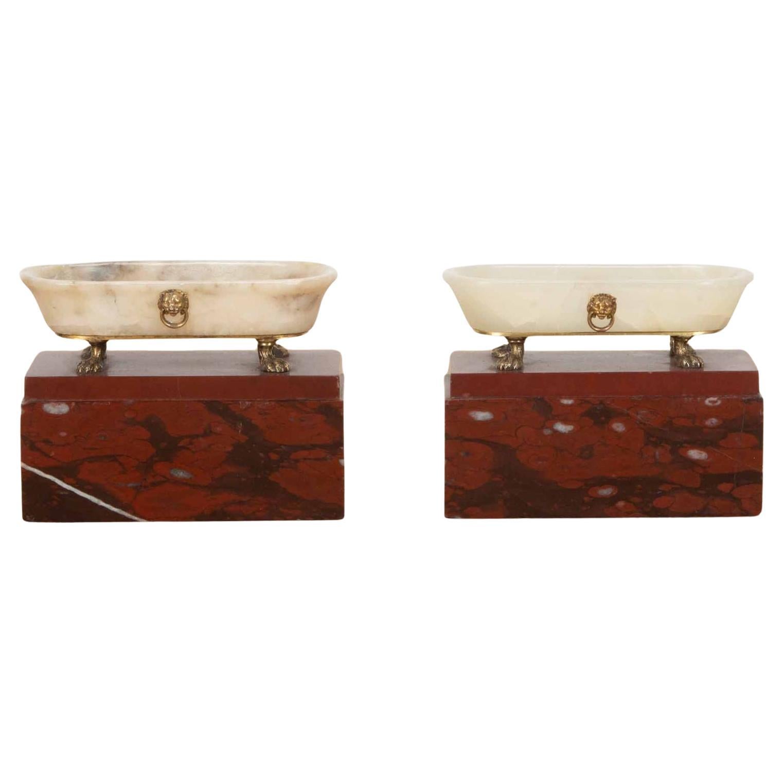 Pair of 18th Century Grand Tour Roman Marble Bath Ornaments