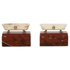 Antique Pair of 18th Century Grand Tour Roman Marble Bath Ornaments