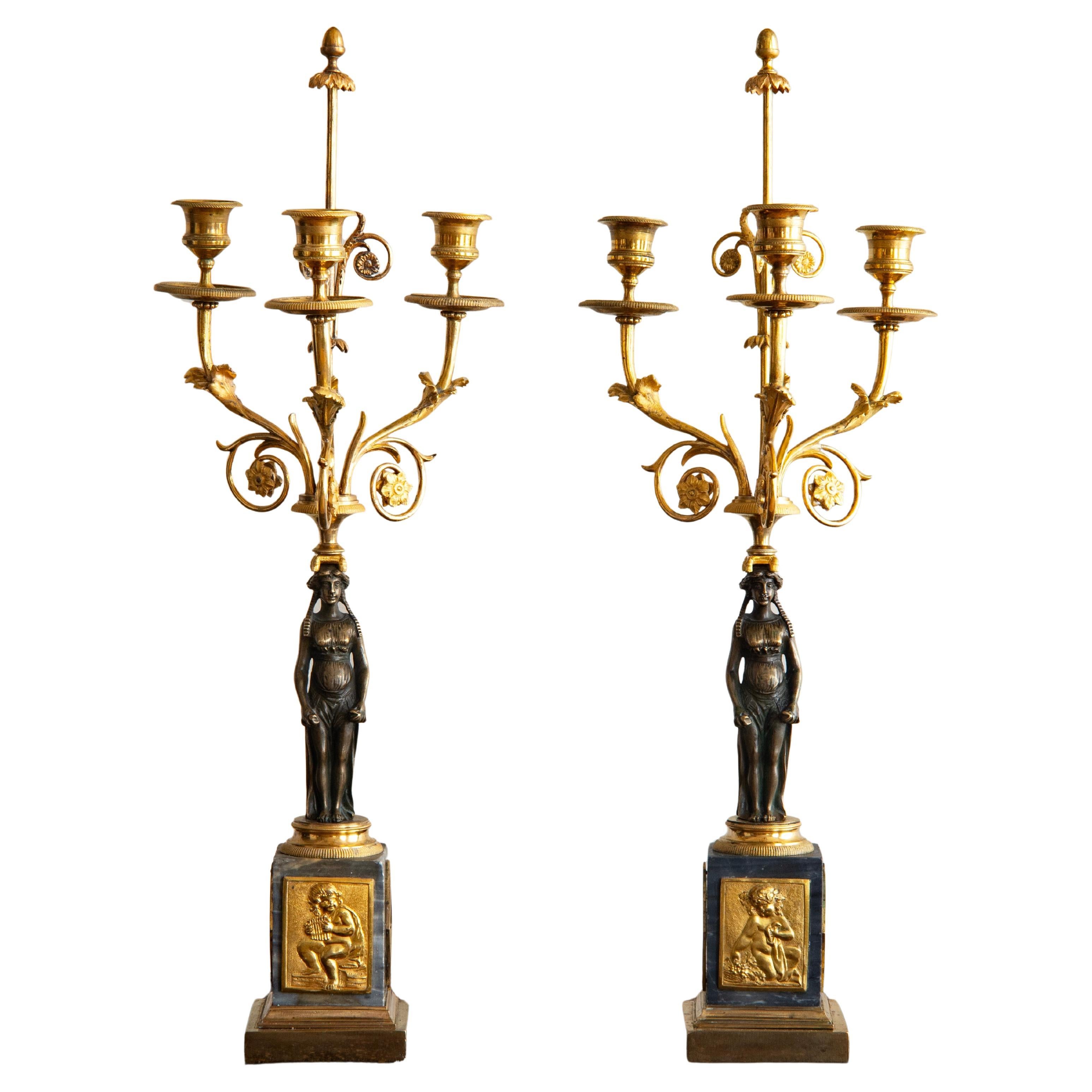 Pair of 18th Century Gustavian Candelabras