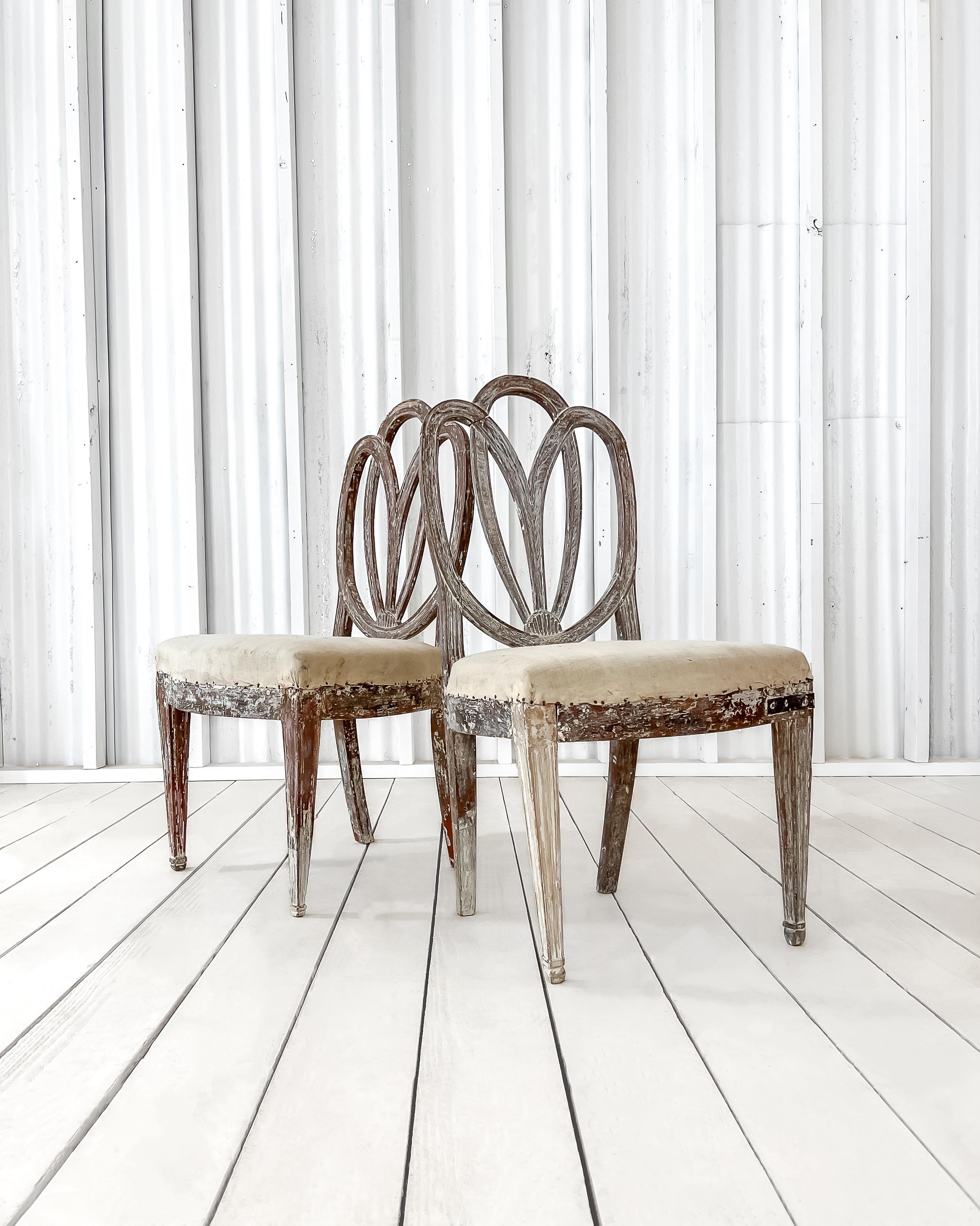 Swedish Pair of 18th Century Gustavian Side Chairs