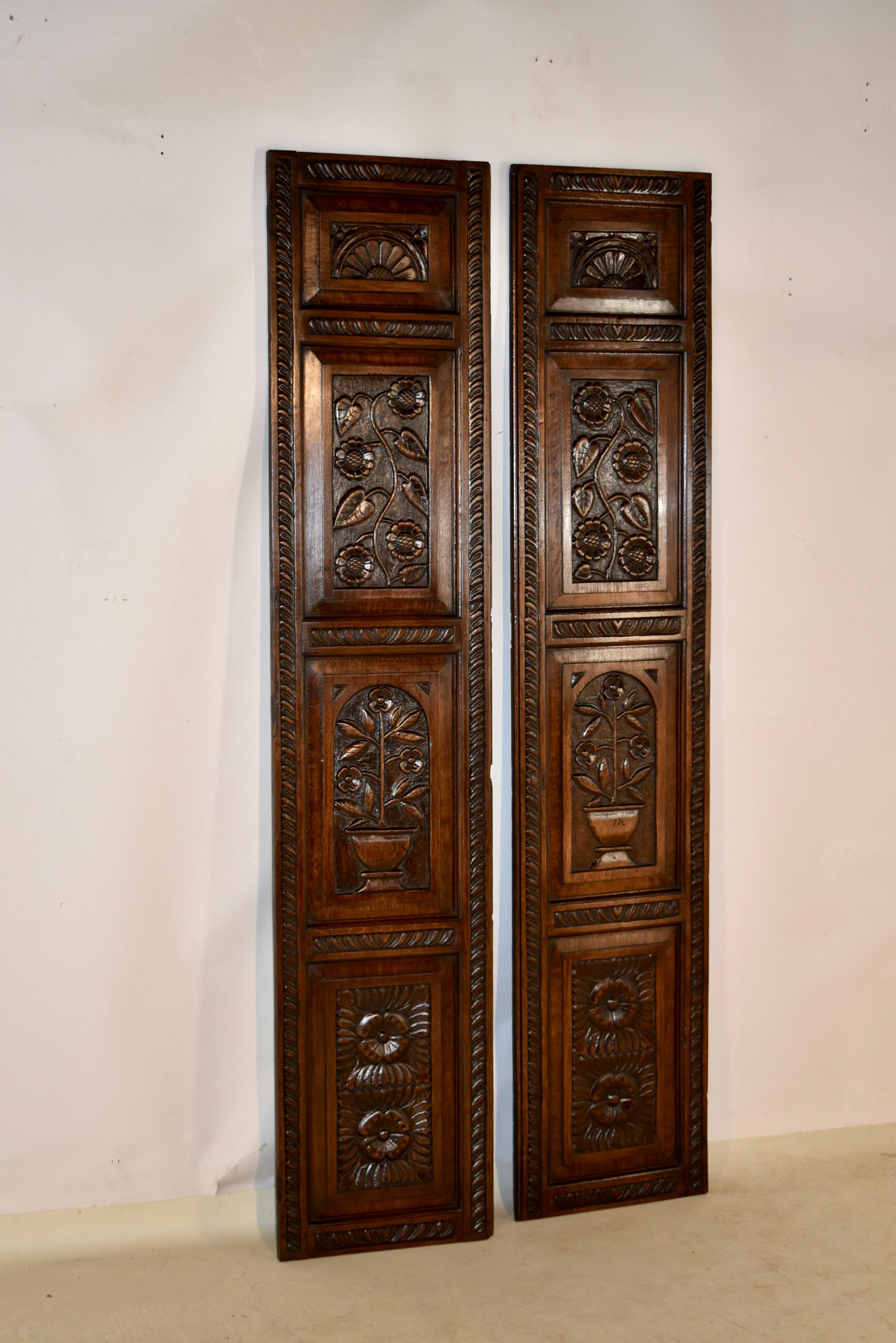 English Pair of 18th Century Hand Carved Panels For Sale