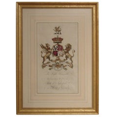 Pair of 18th Century Hand-Colored Armorial Engravings