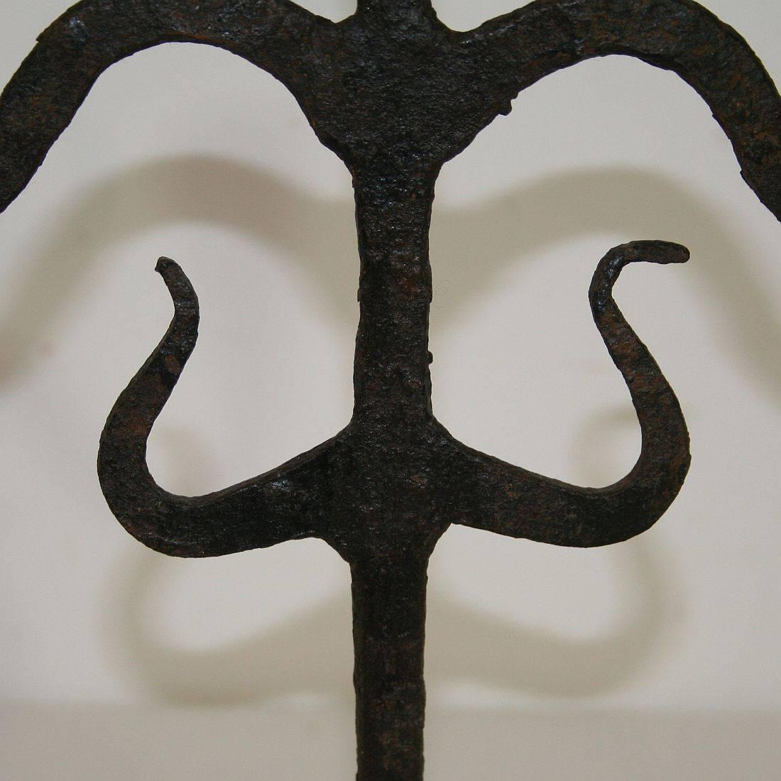 Pair of 18th Century Hand-Forged Iron Candleholders 11