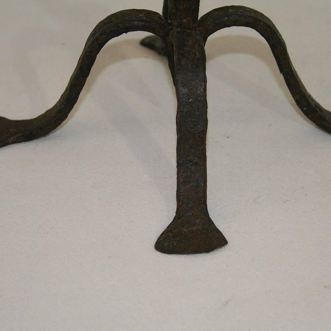 Pair of 18th Century Hand-Forged Iron Candleholders 12