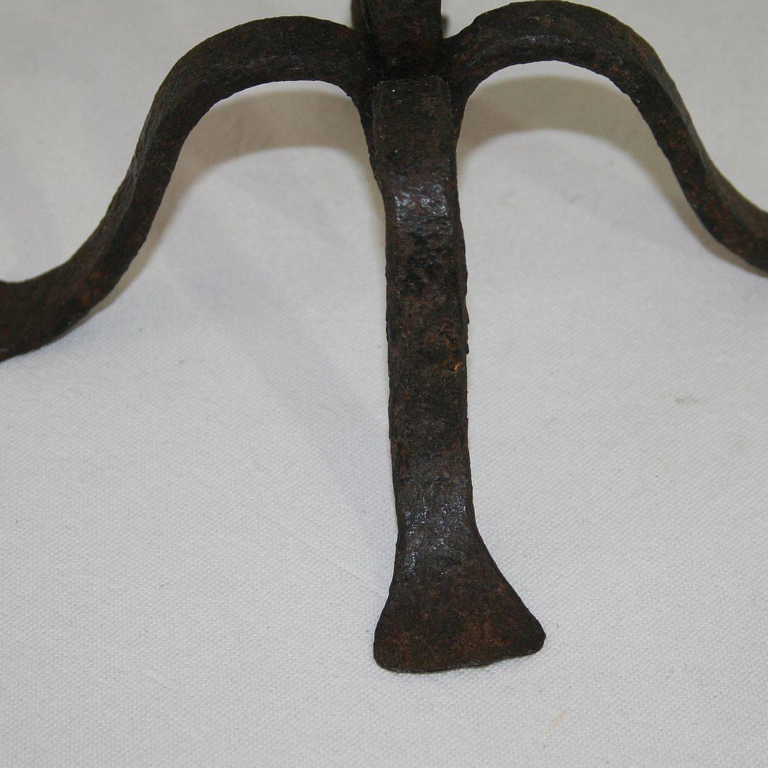 Pair of 18th Century Hand-Forged Iron Candleholders 2