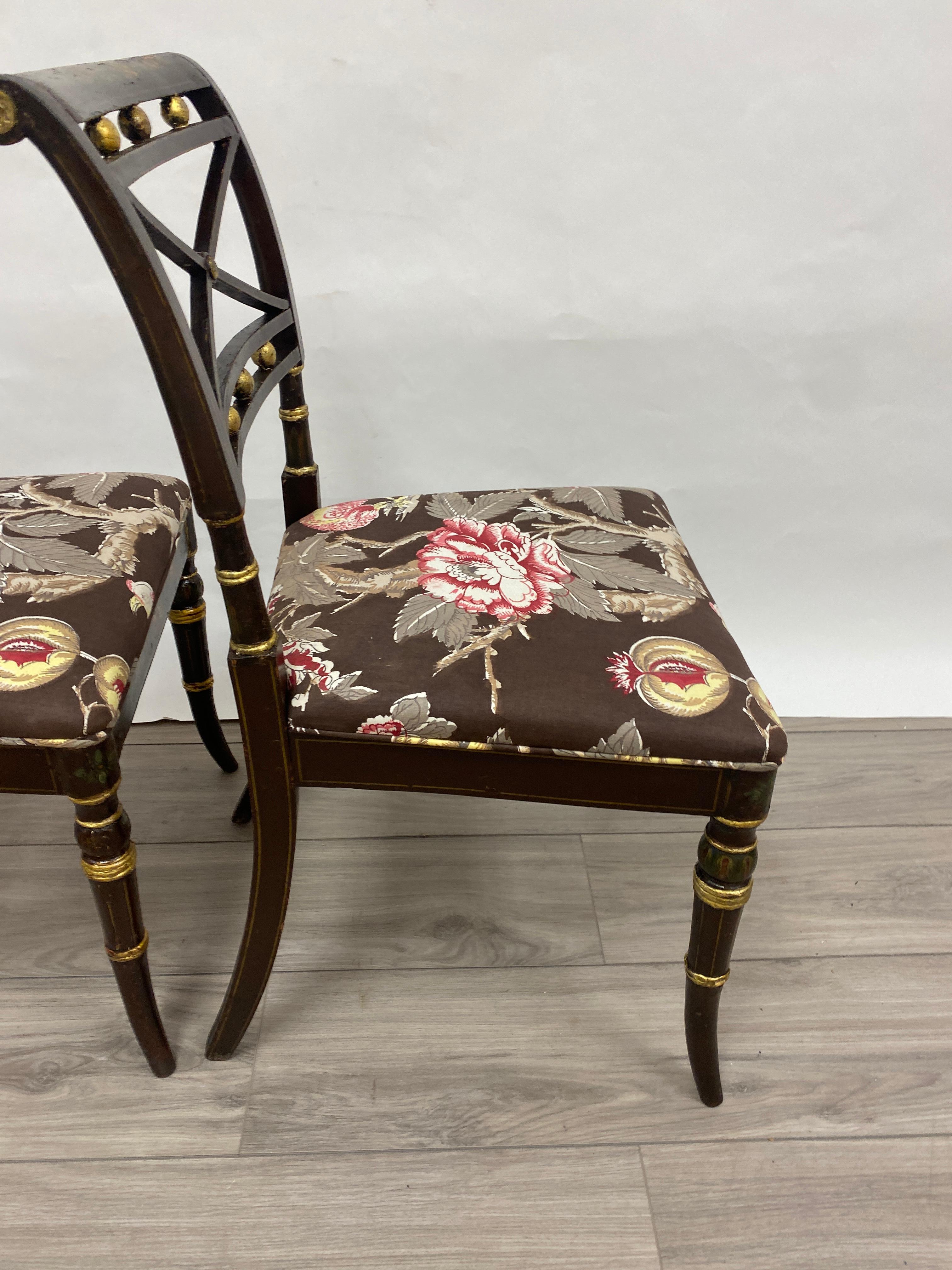 Pair of 18th Century Hand-painted Adams Style Side Chairs  2