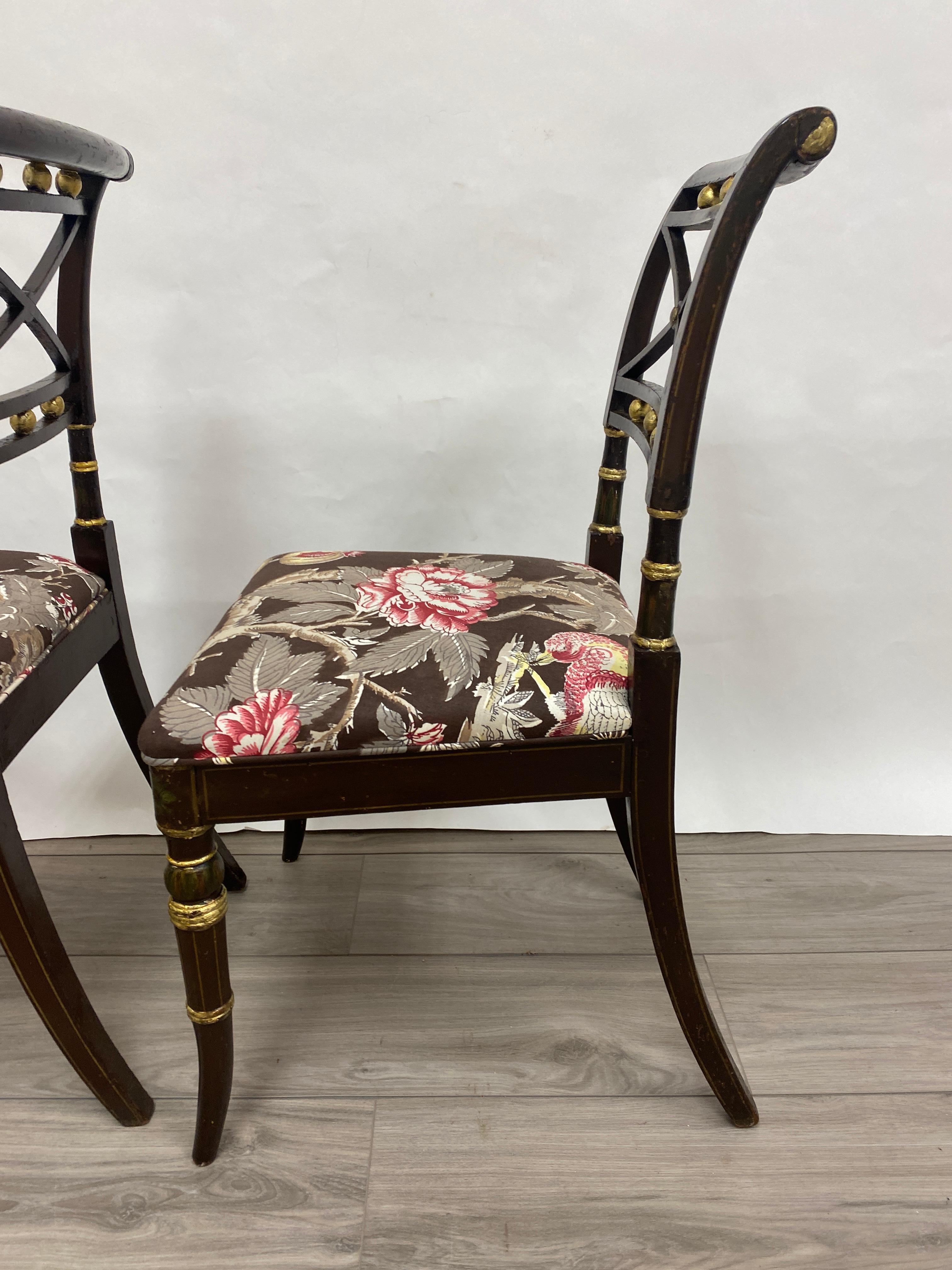 Pair of 18th Century Hand-painted Adams Style Side Chairs  3