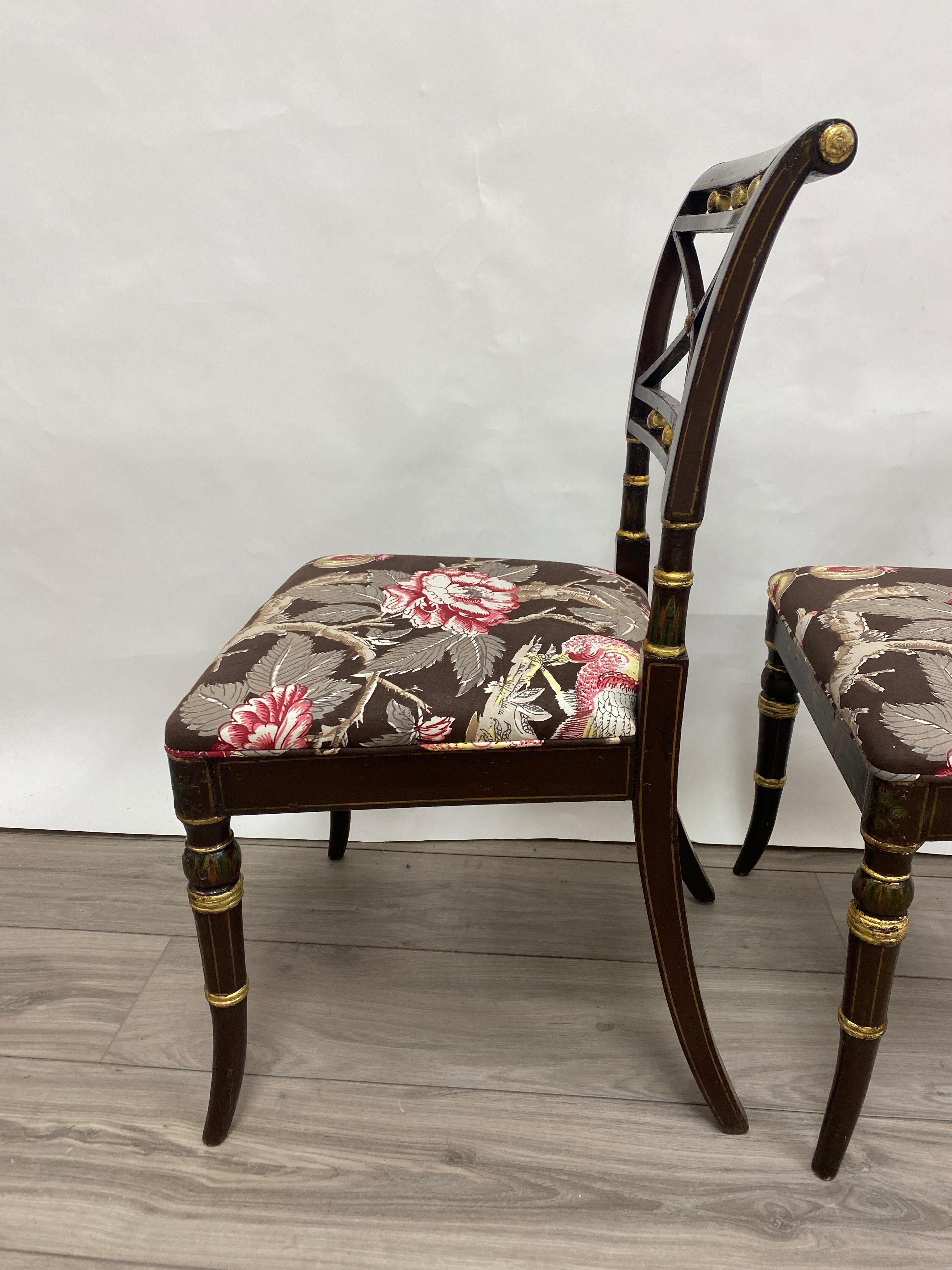 Pair of 18th Century Hand-painted Adams Style Side Chairs  4