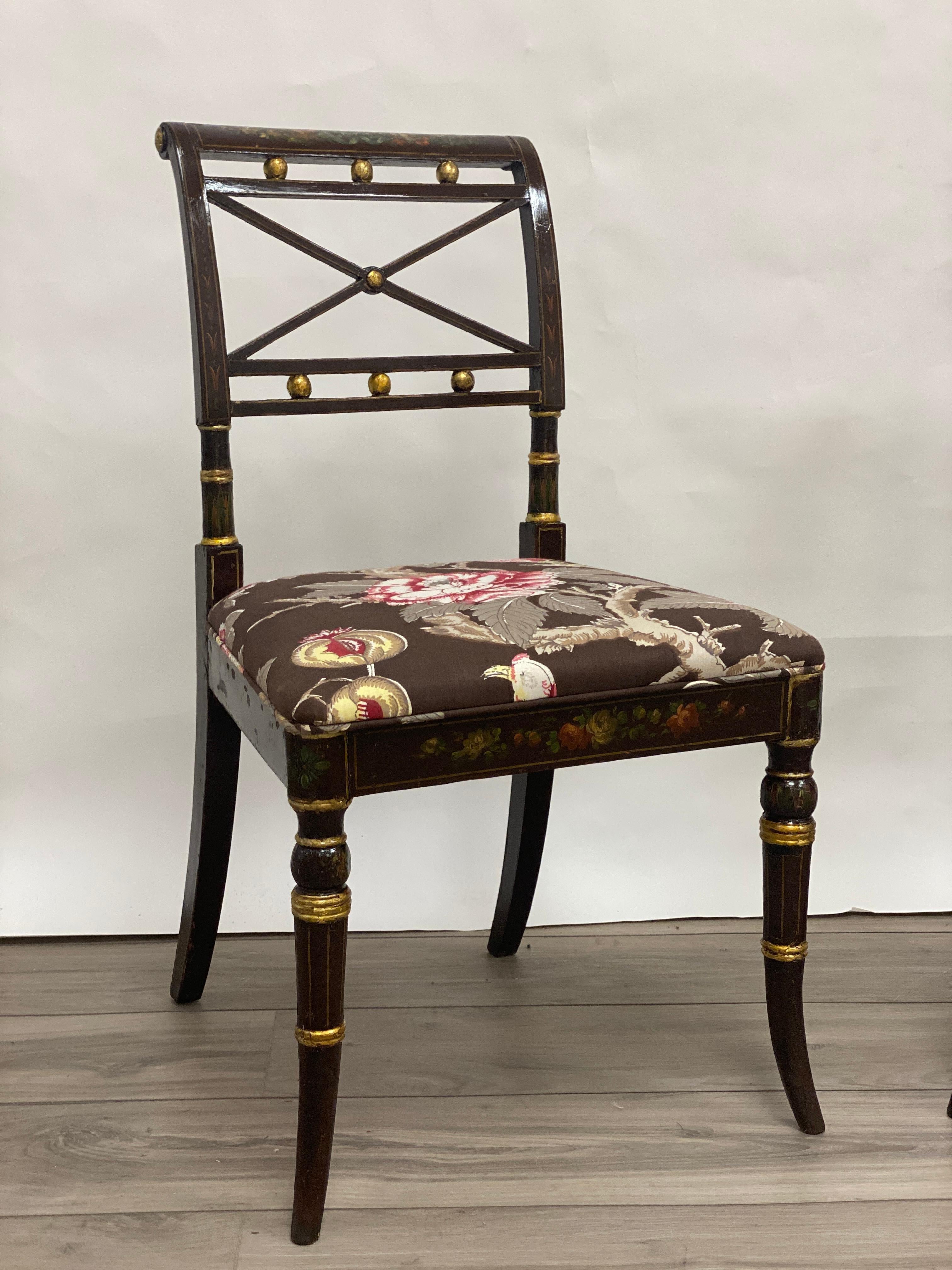 Pair of 18th Century Hand-painted Adams Style Side Chairs  5