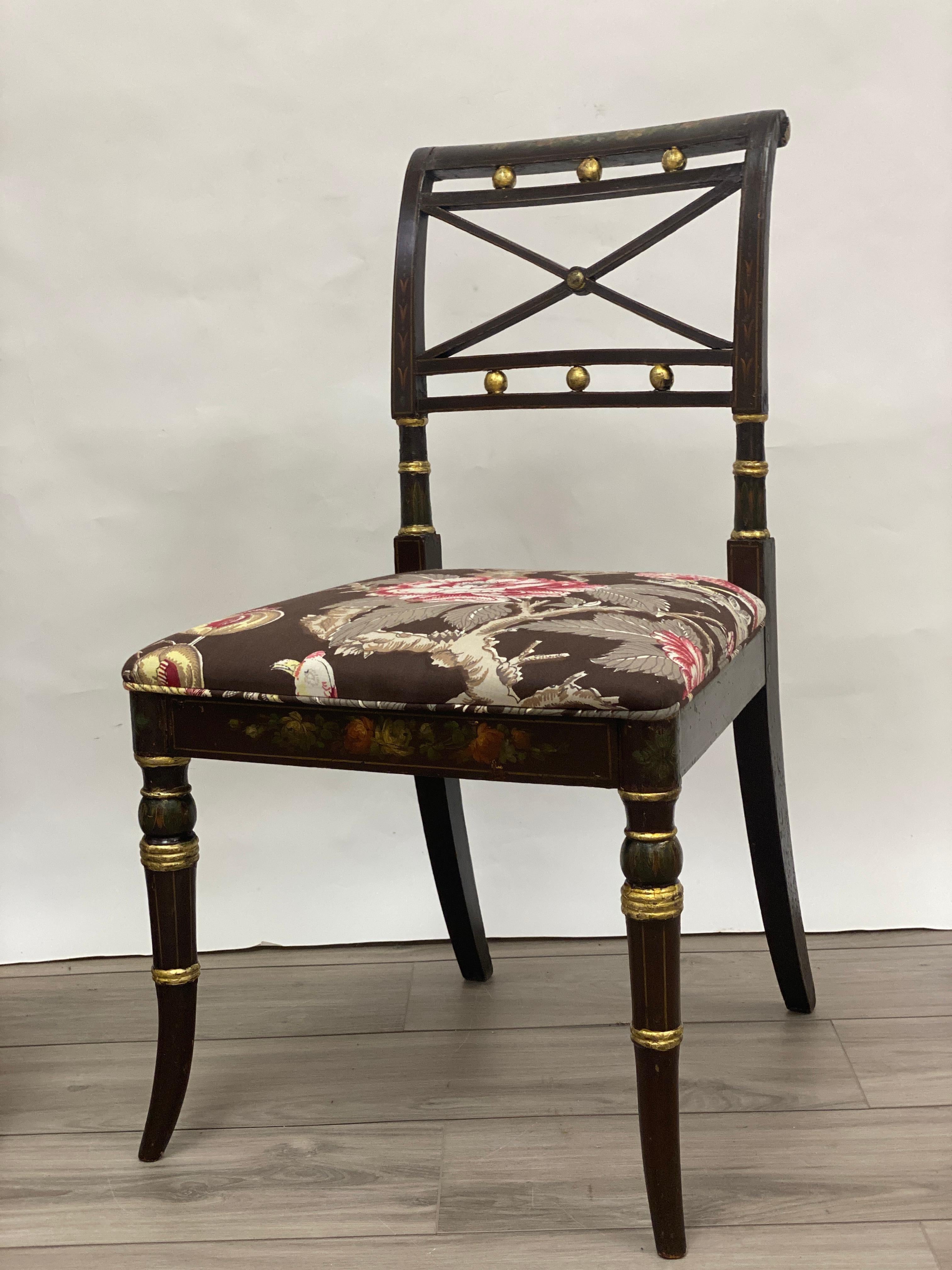 Pair of 18th Century Hand-painted Adams Style Side Chairs  6