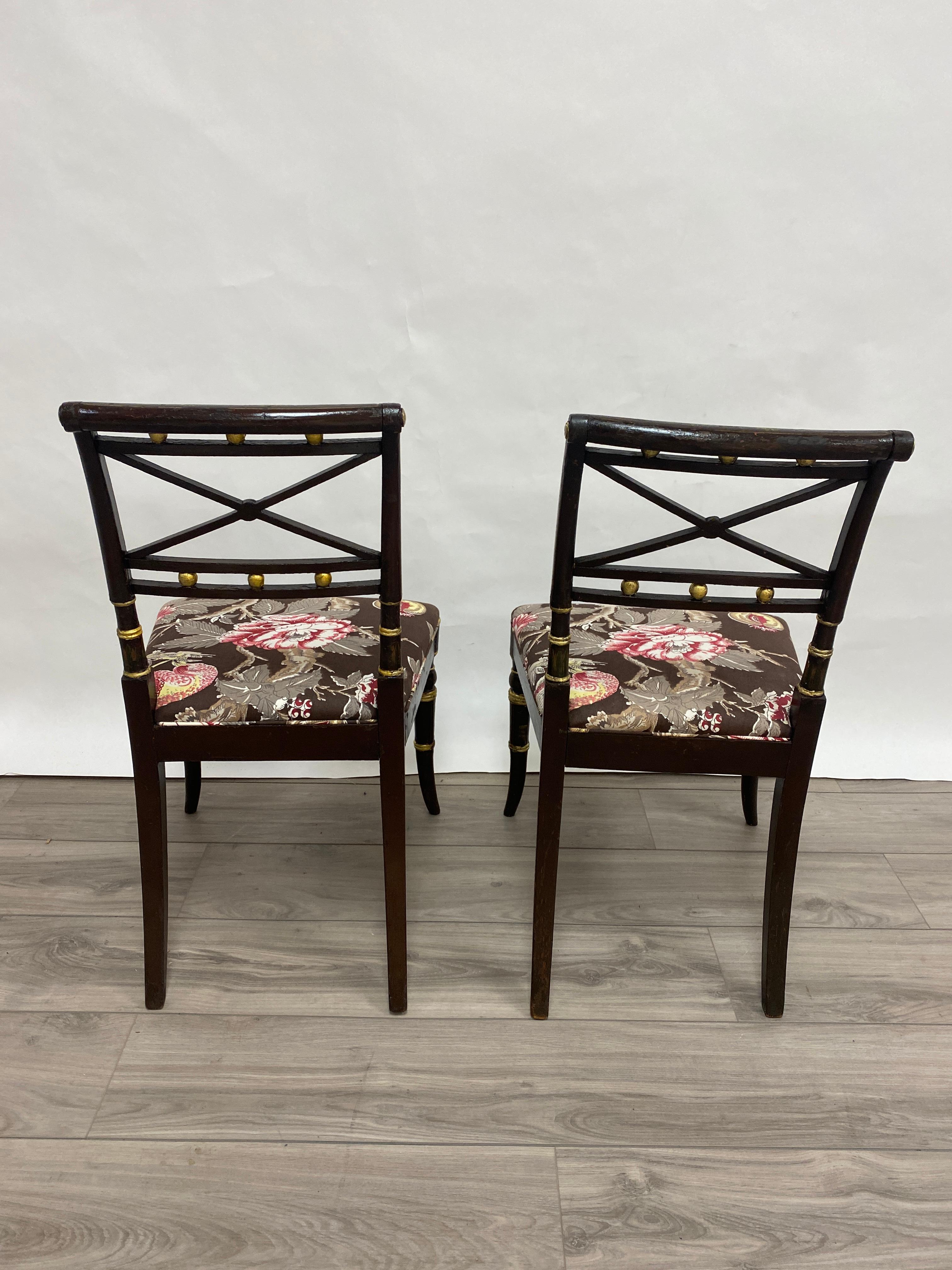 Pair of 18th Century Hand-painted Adams Style Side Chairs  In Distressed Condition In Nashville, TN