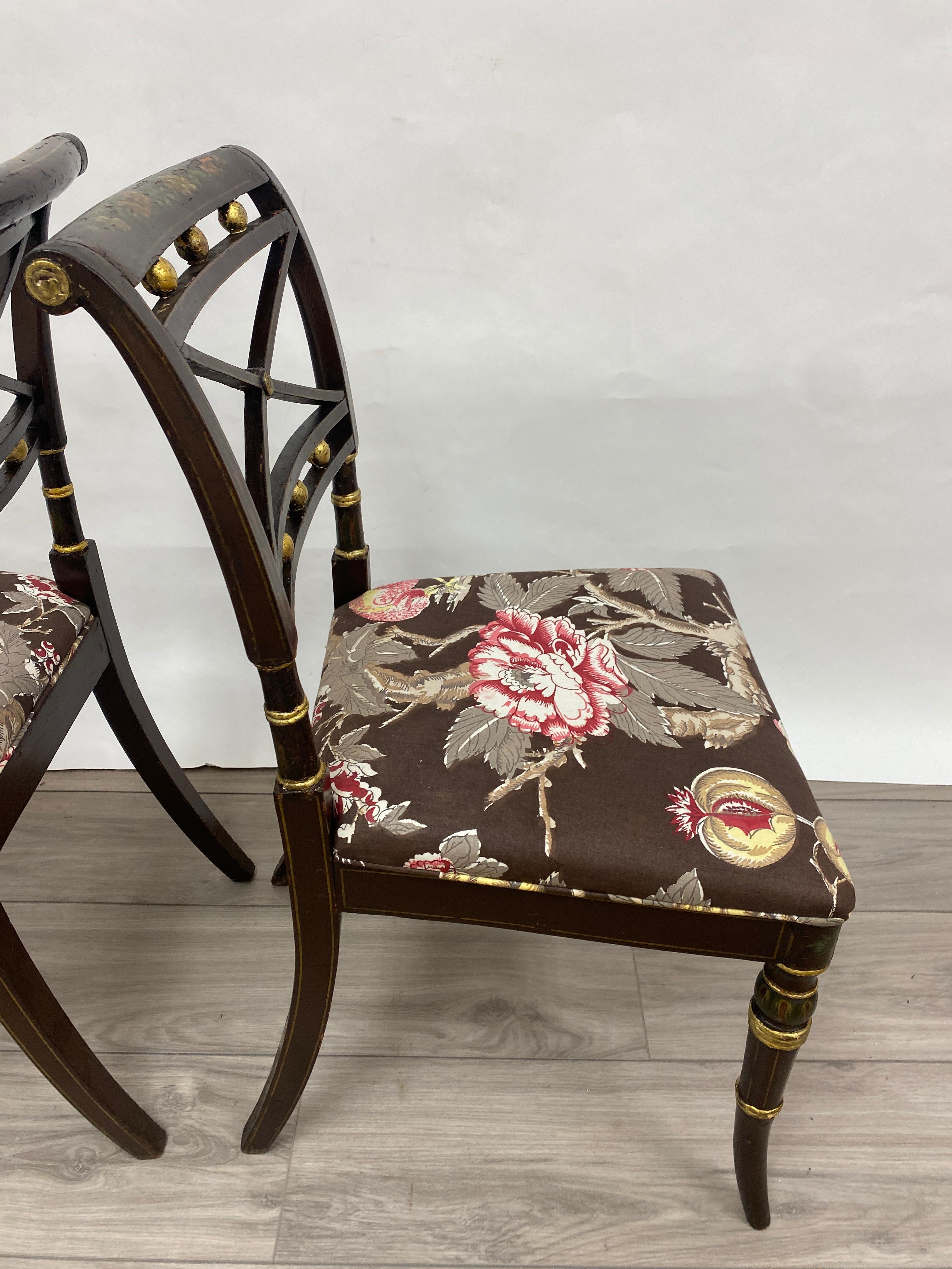 Mid-18th Century Pair of 18th Century Hand-painted Adams Style Side Chairs 