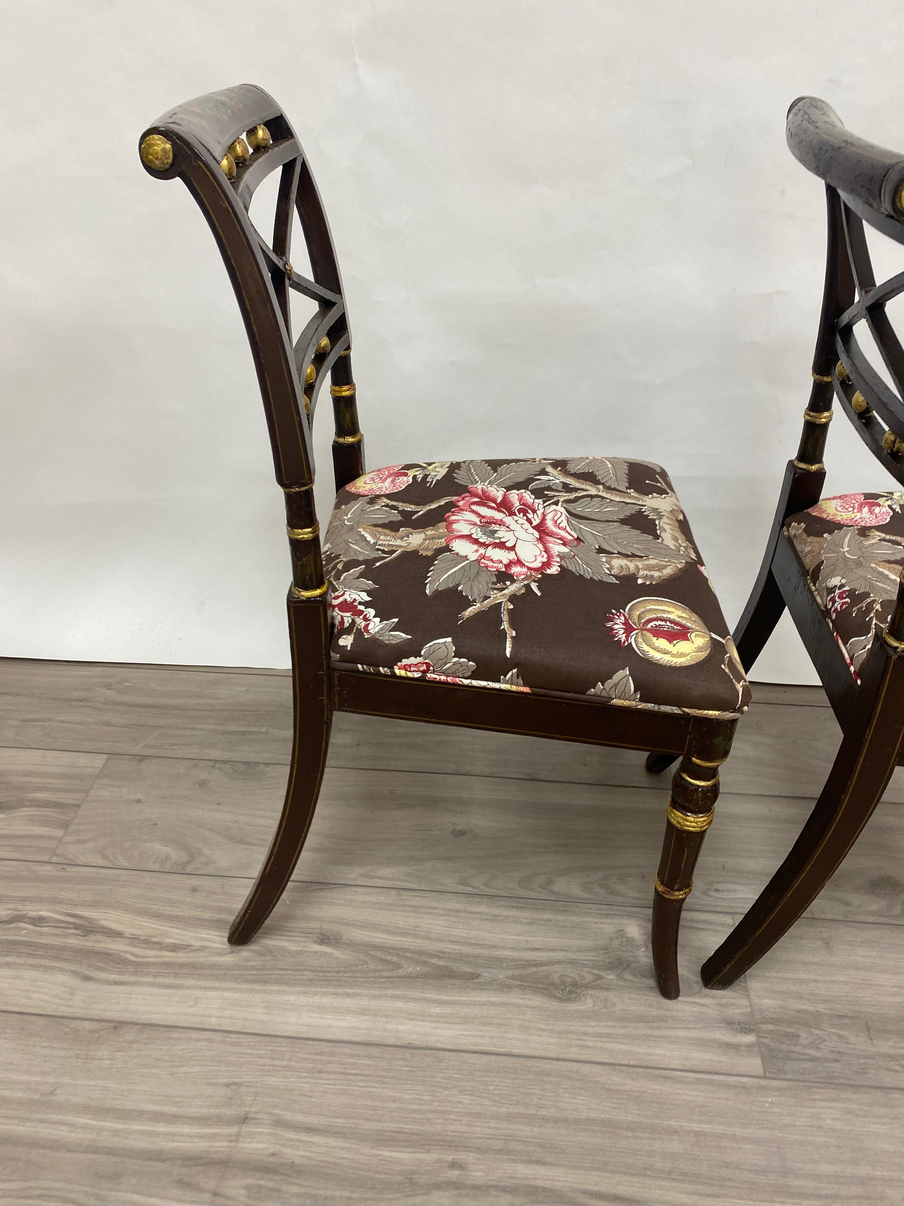 Pair of 18th Century Hand-painted Adams Style Side Chairs  1