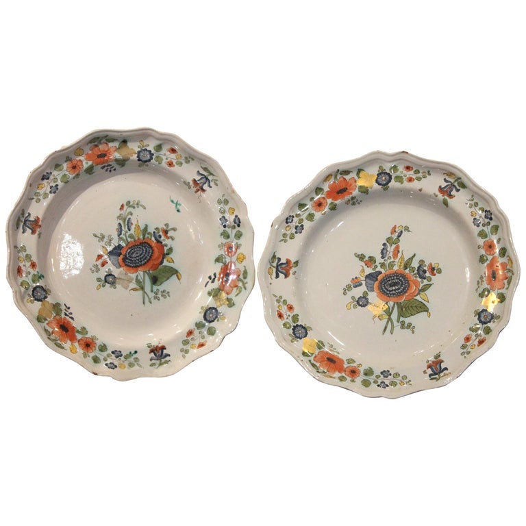 Pair of 18th Century Hand Painted MultiColor Porcelain Decorative