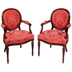 Pair of 18th Century Hepplewhite Period Mahogany Armchairs