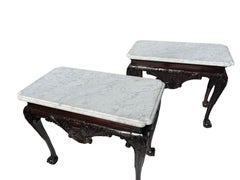 Pair of 18th Century Irish Chippendale Marble Top Console Tables