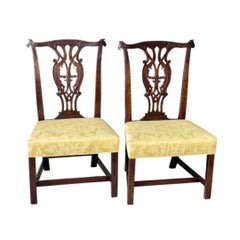 Antique Pair of 18th Century Irish Chippendale Side Chairs