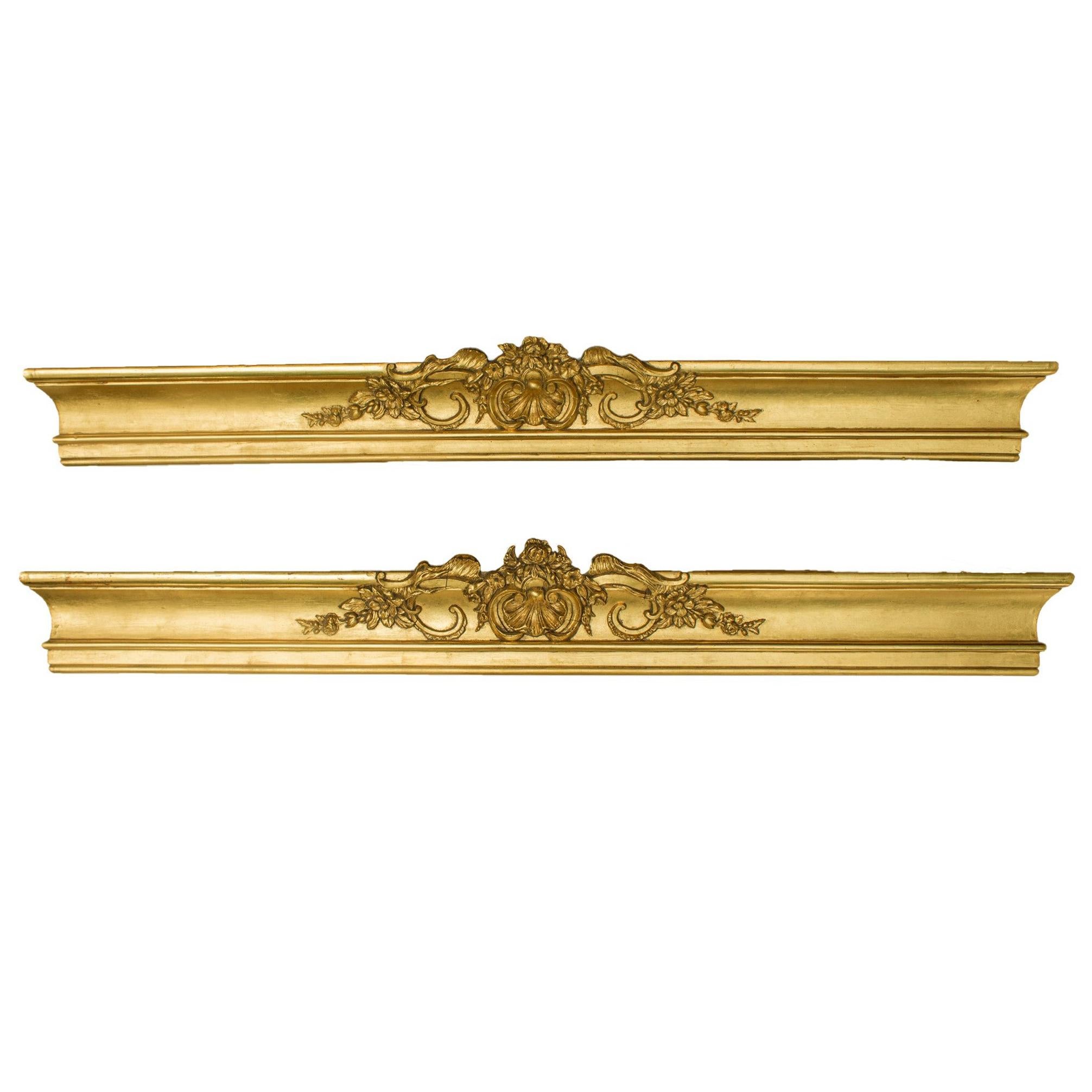 Pair of 18th Century Gold Irish Georgian Water-Gilt Curtain Pelmets