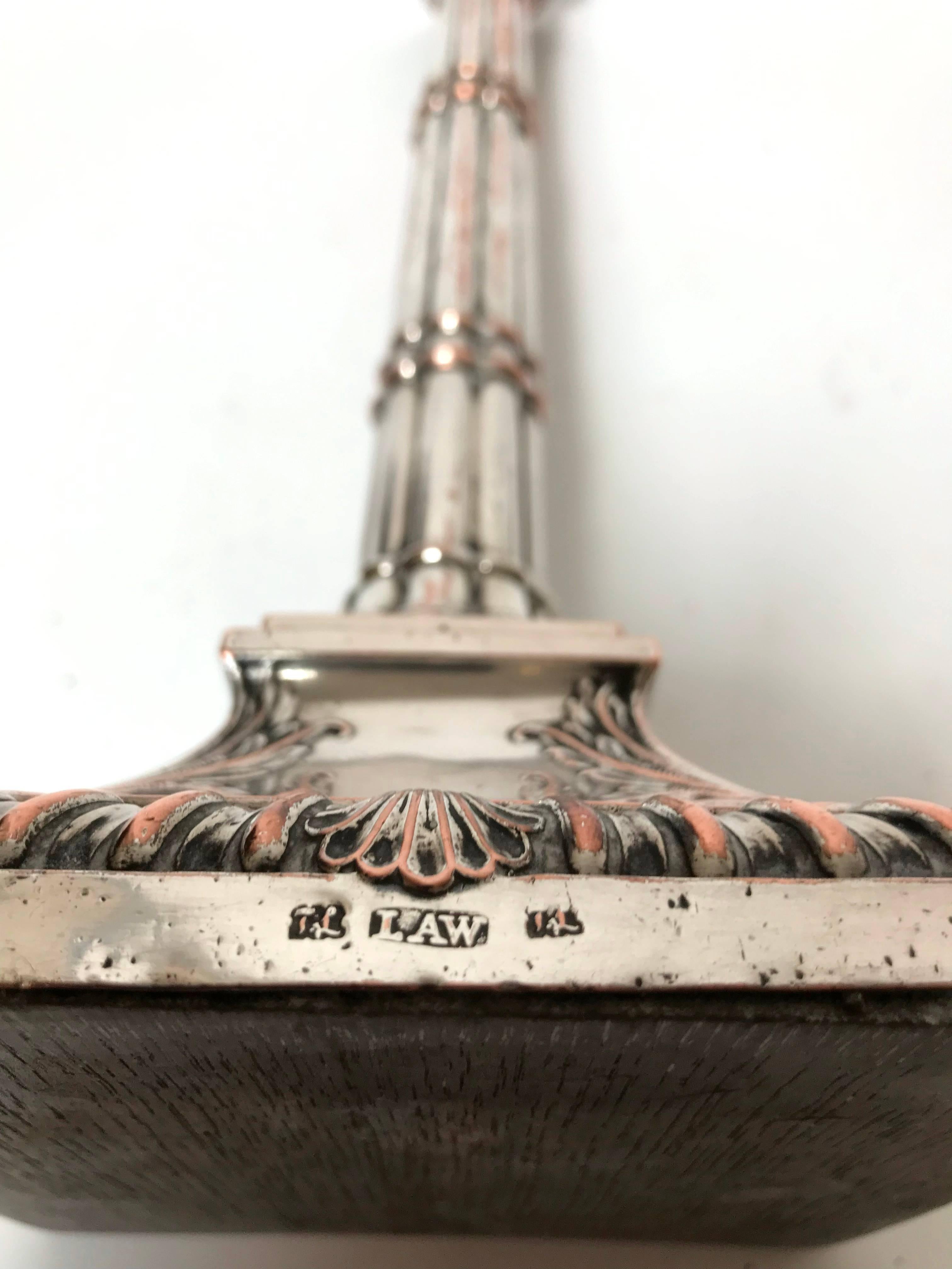 Silver Plate Pair of 18th Century Irish Silver-Plate Candlesticks For Sale