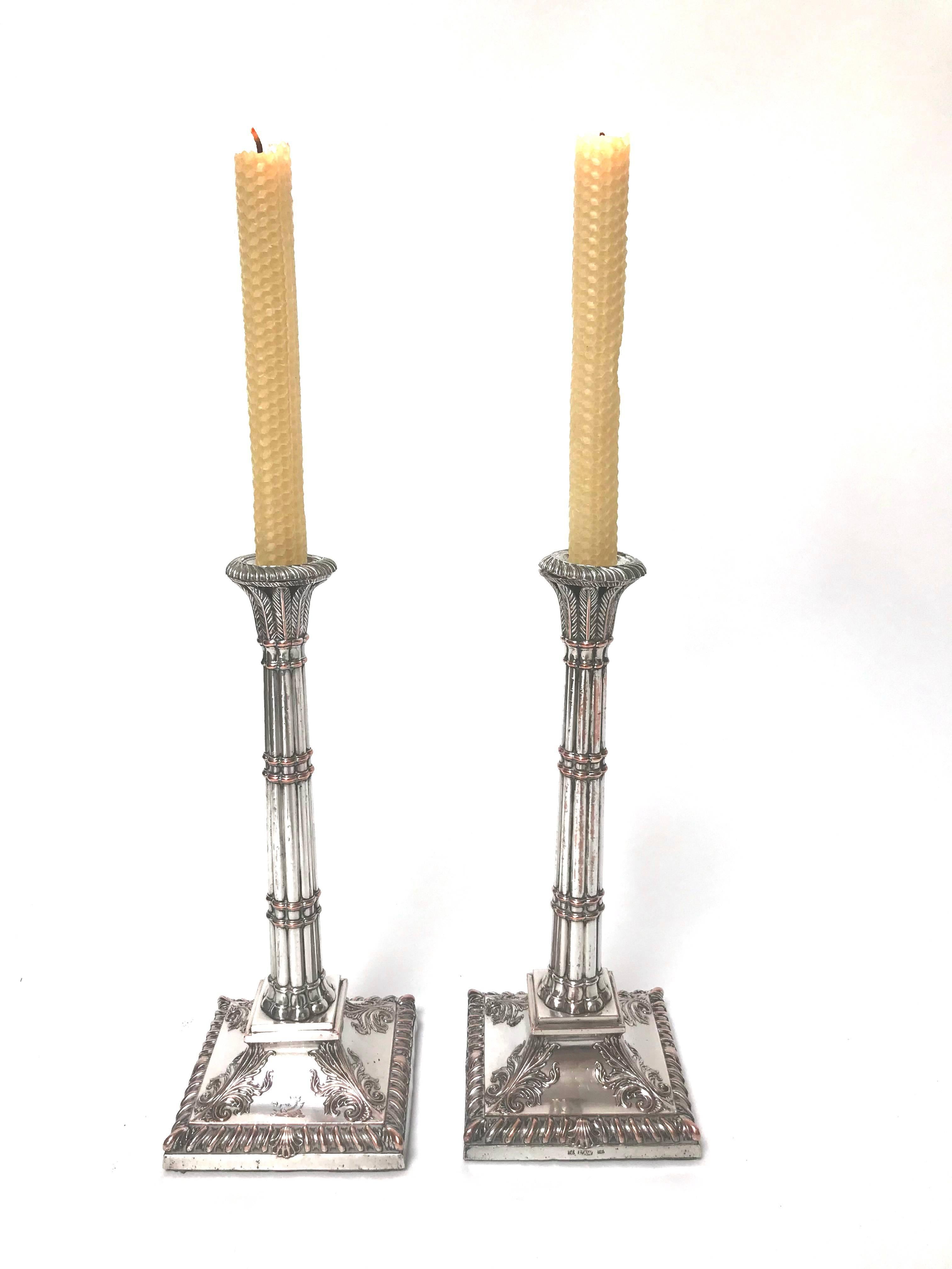 Pair of 18th Century Irish Silver-Plate Candlesticks For Sale 1
