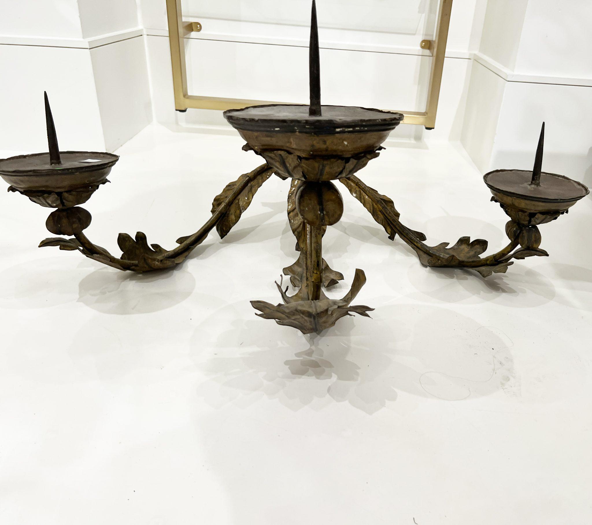 Pair of 18th Century Italian 3 Arm Sconces In Fair Condition For Sale In New Orleans, LA