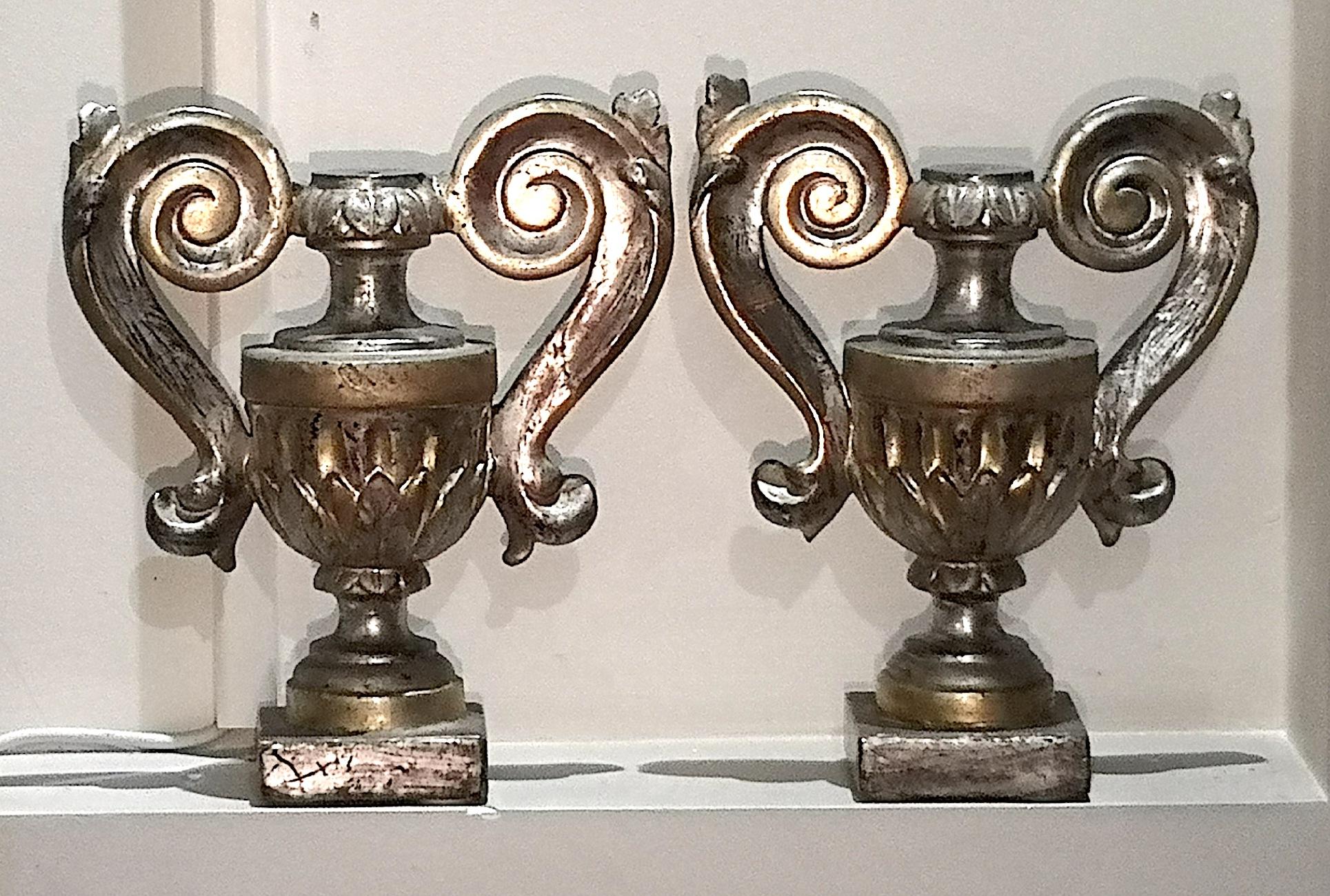 Pair of 18th Century Italian Altar Ornaments in Gold Silver Mecca Giltwood 6