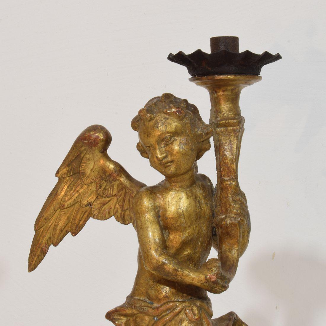 Pair of 18th Century Italian Baroque Angels with Candleholders 5