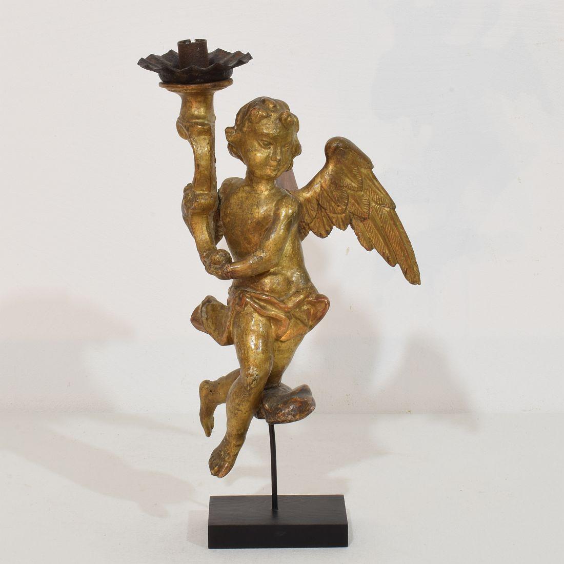 Pair of 18th Century Italian Baroque Angels with Candleholders 6