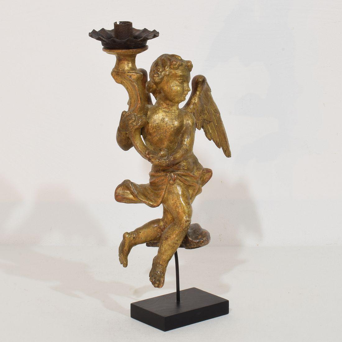Pair of 18th Century Italian Baroque Angels with Candleholders 7