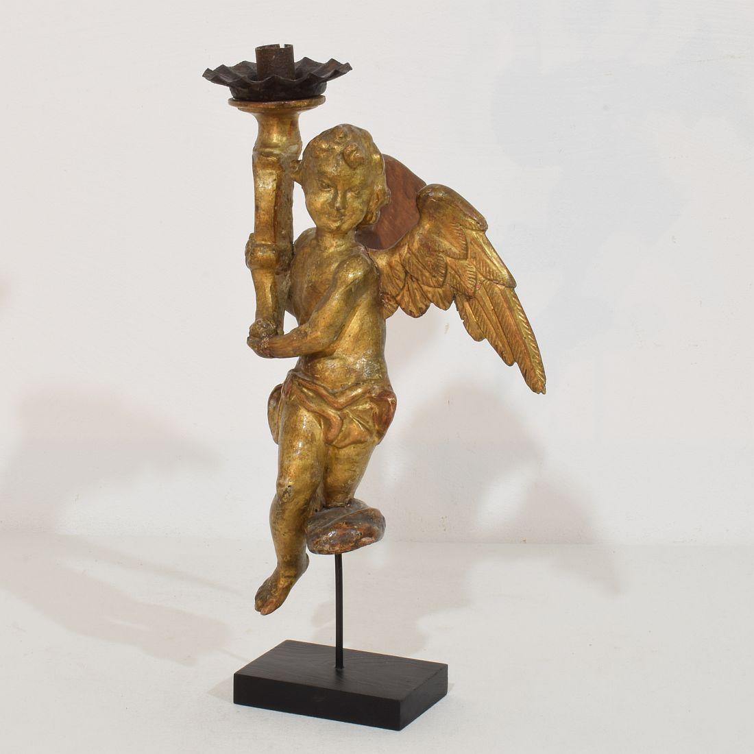 Pair of 18th Century Italian Baroque Angels with Candleholders 8