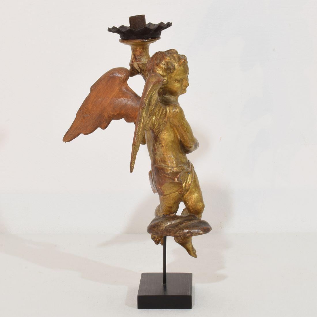 Pair of 18th Century Italian Baroque Angels with Candleholders 2