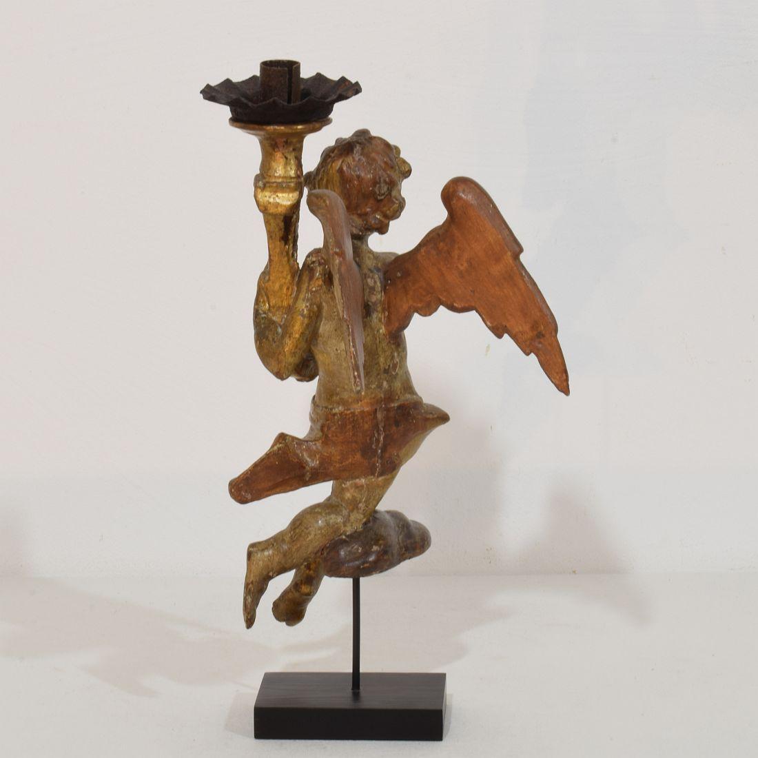 Pair of 18th Century Italian Baroque Angels with Candleholders 3