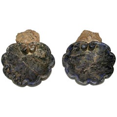 Pair of 18th Century Italian Baroque Blue Marble Holy Water Fonts or Stoups