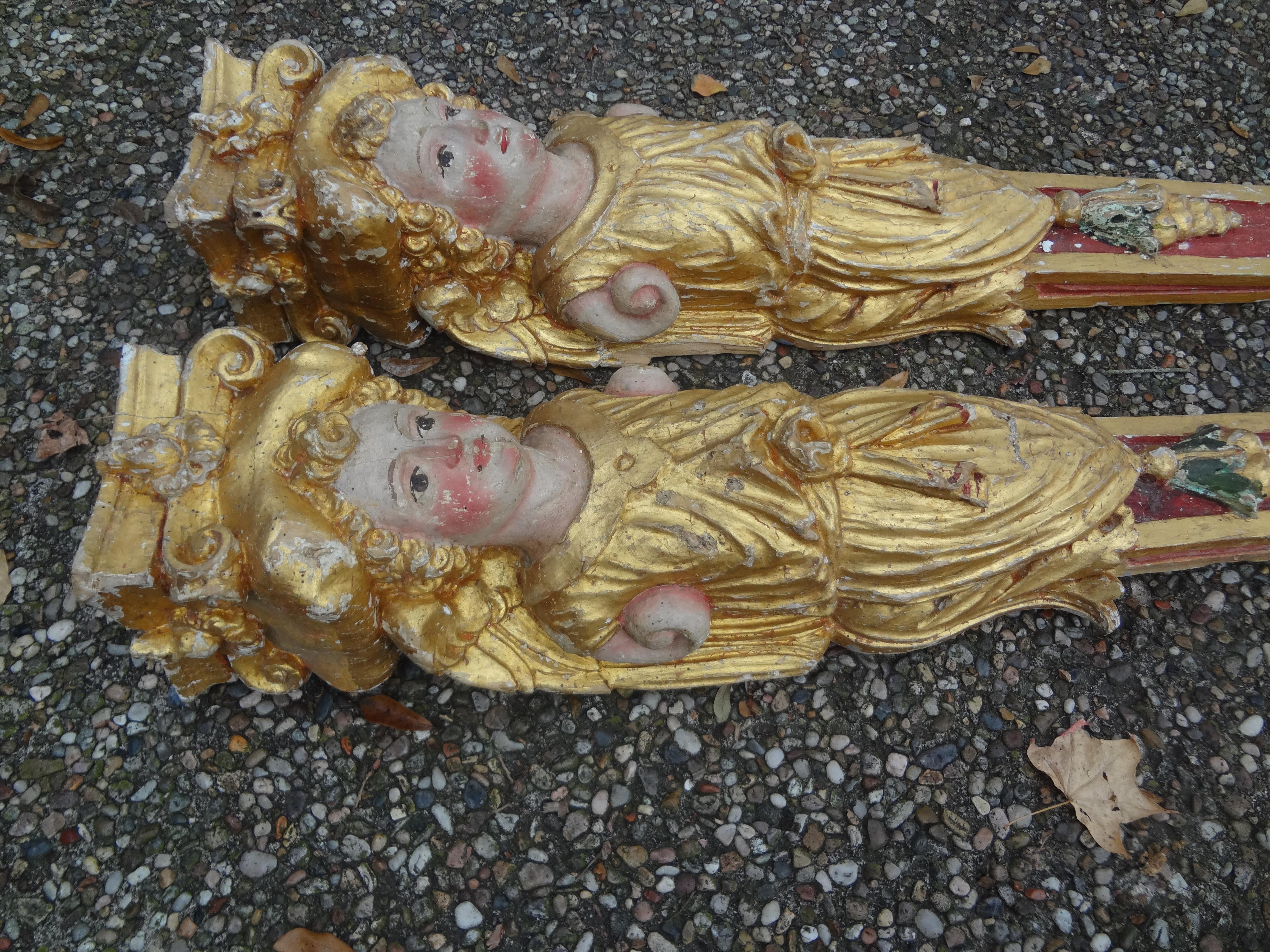 Pair of 18th Century Italian Baroque Caryatid Pilasters 1