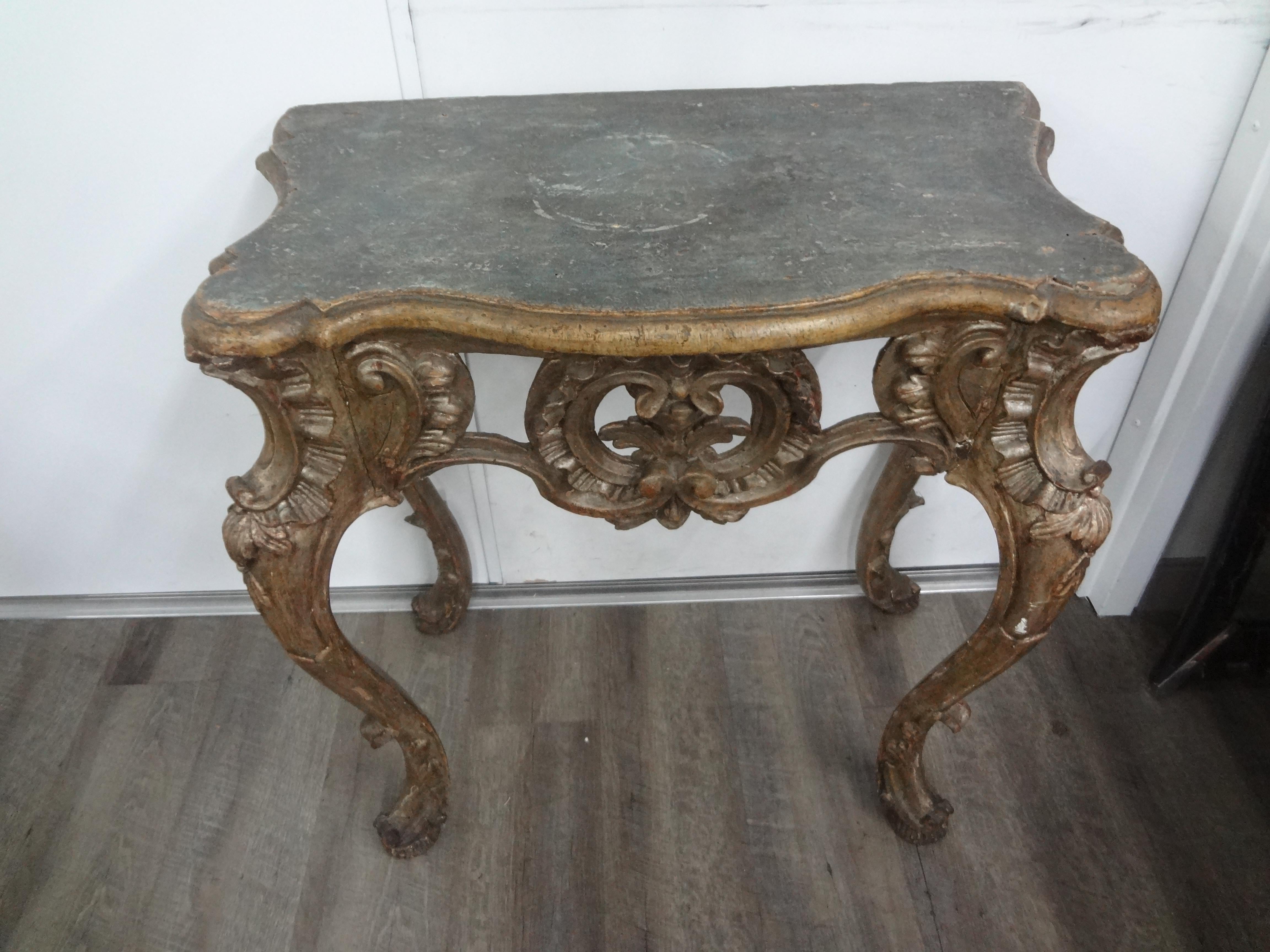 Pair Of 18th Century Italian Baroque Giltwood Console Tables For Sale 7