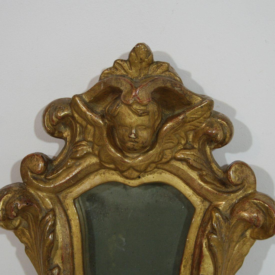 Pair of 18th Century, Italian Baroque Giltwood Mirrors 1