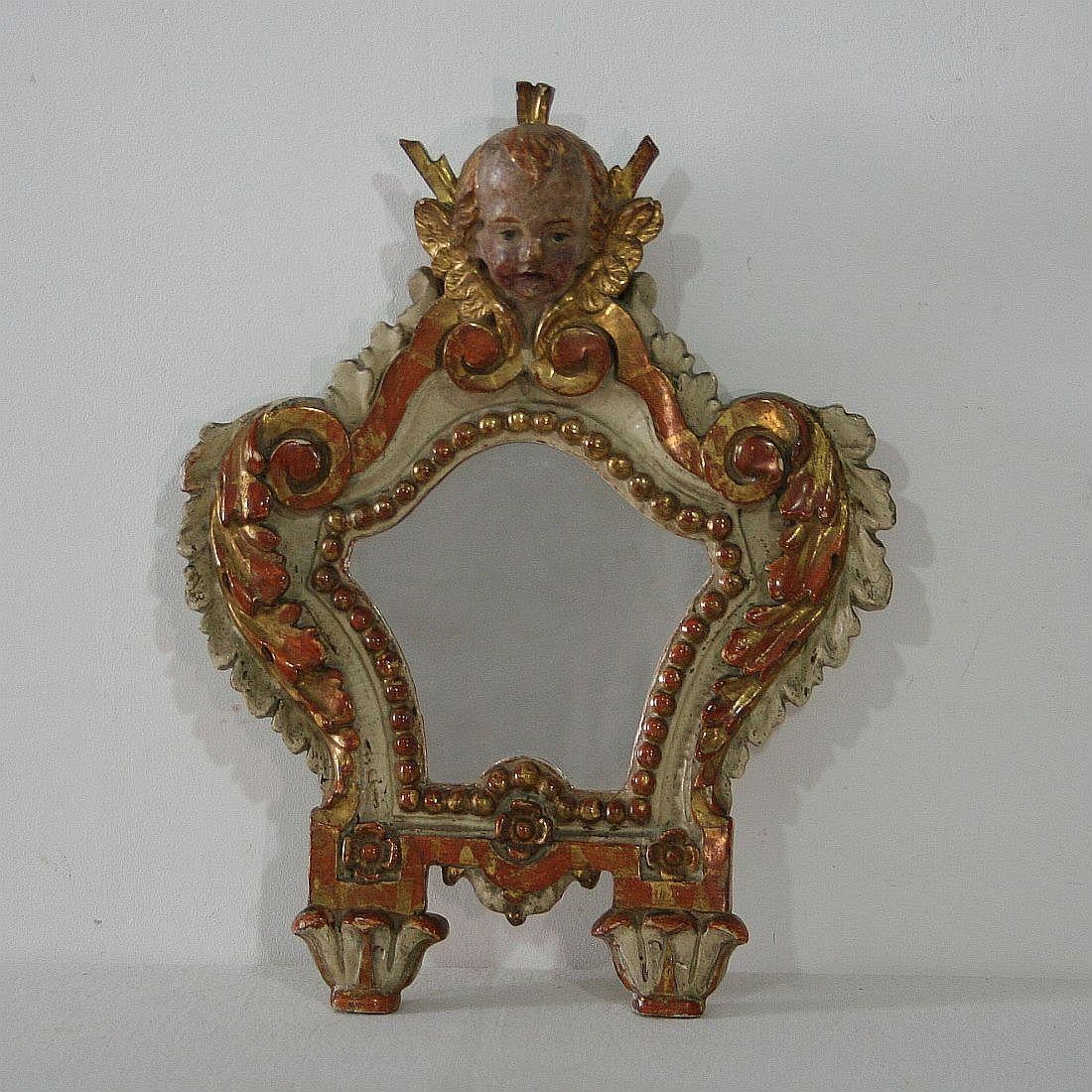 Pair of 18th Century, Italian Baroque Mirrors with Angel Heads 3