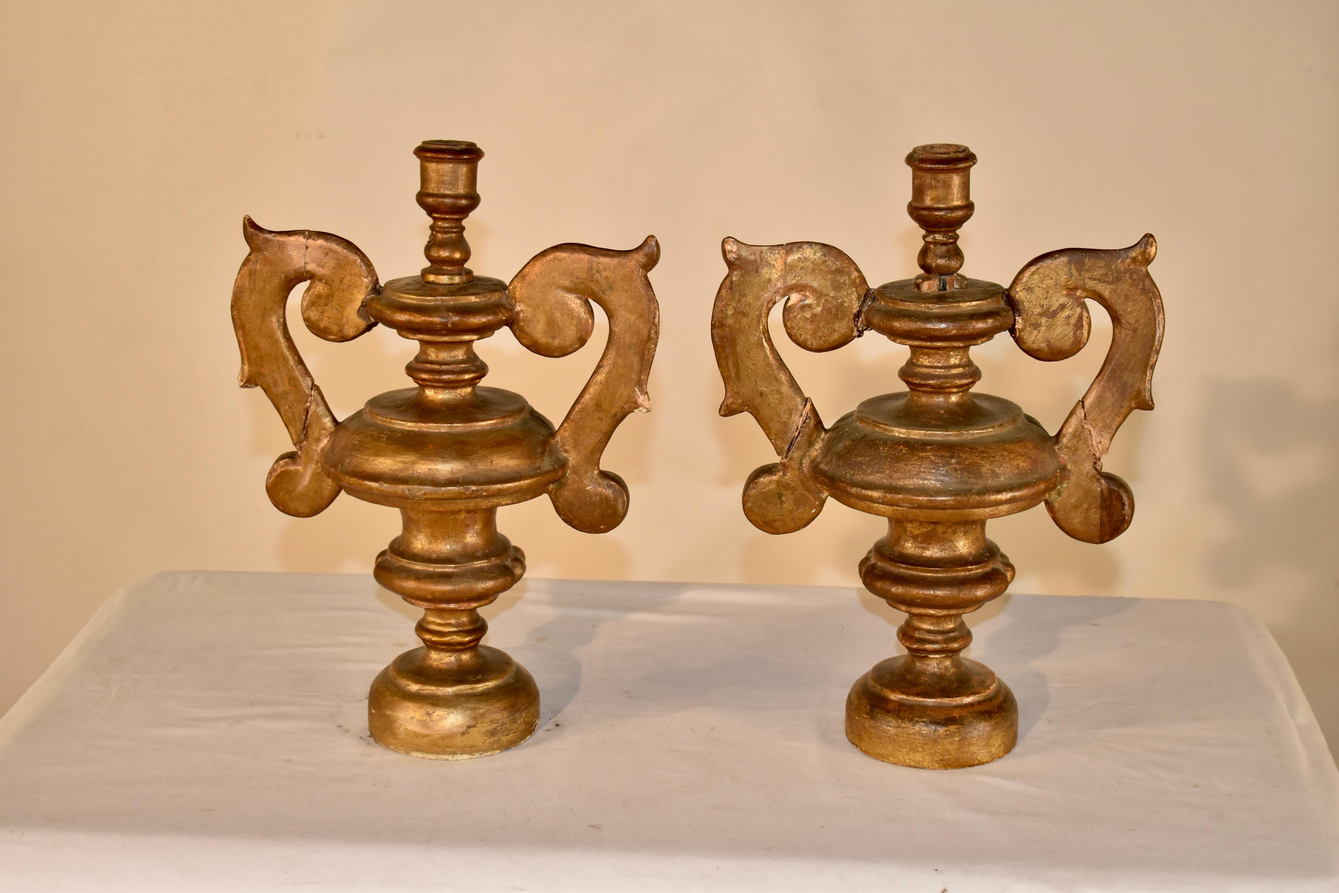 Pair of 18th Century Italian Candlesticks For Sale 4