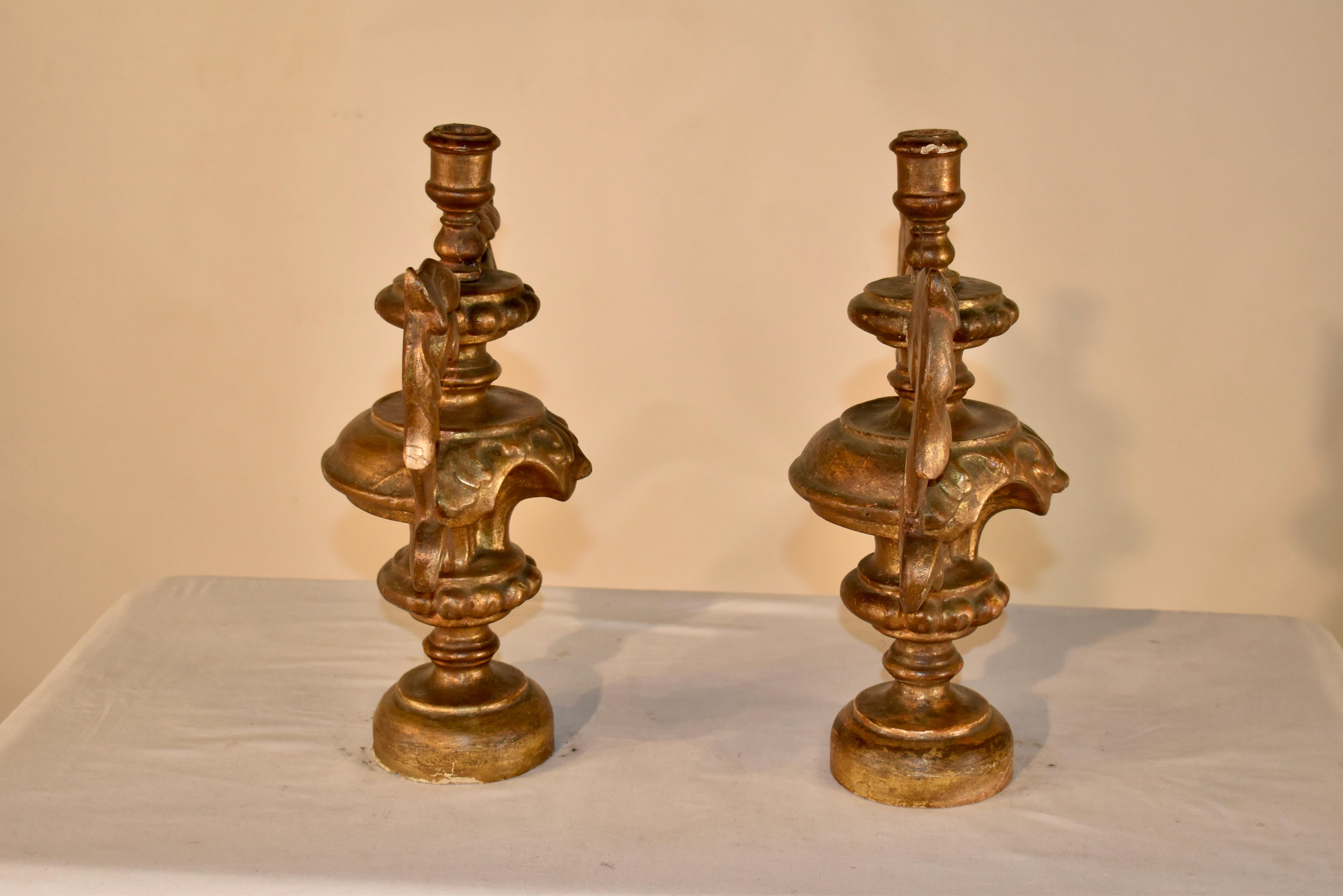 Pair of 18th Century Italian Candlesticks For Sale 5