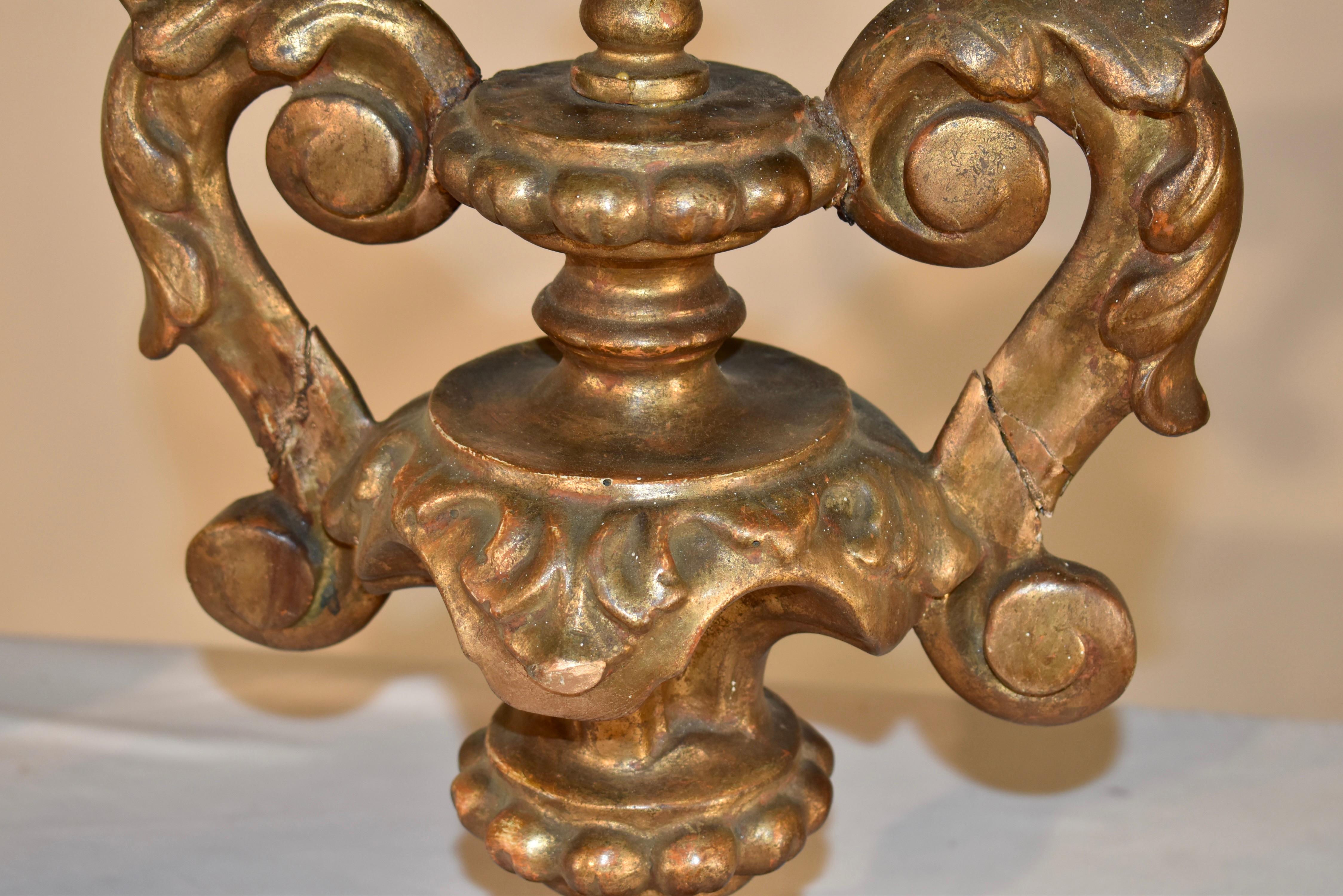 18th Century and Earlier Pair of 18th Century Italian Candlesticks For Sale