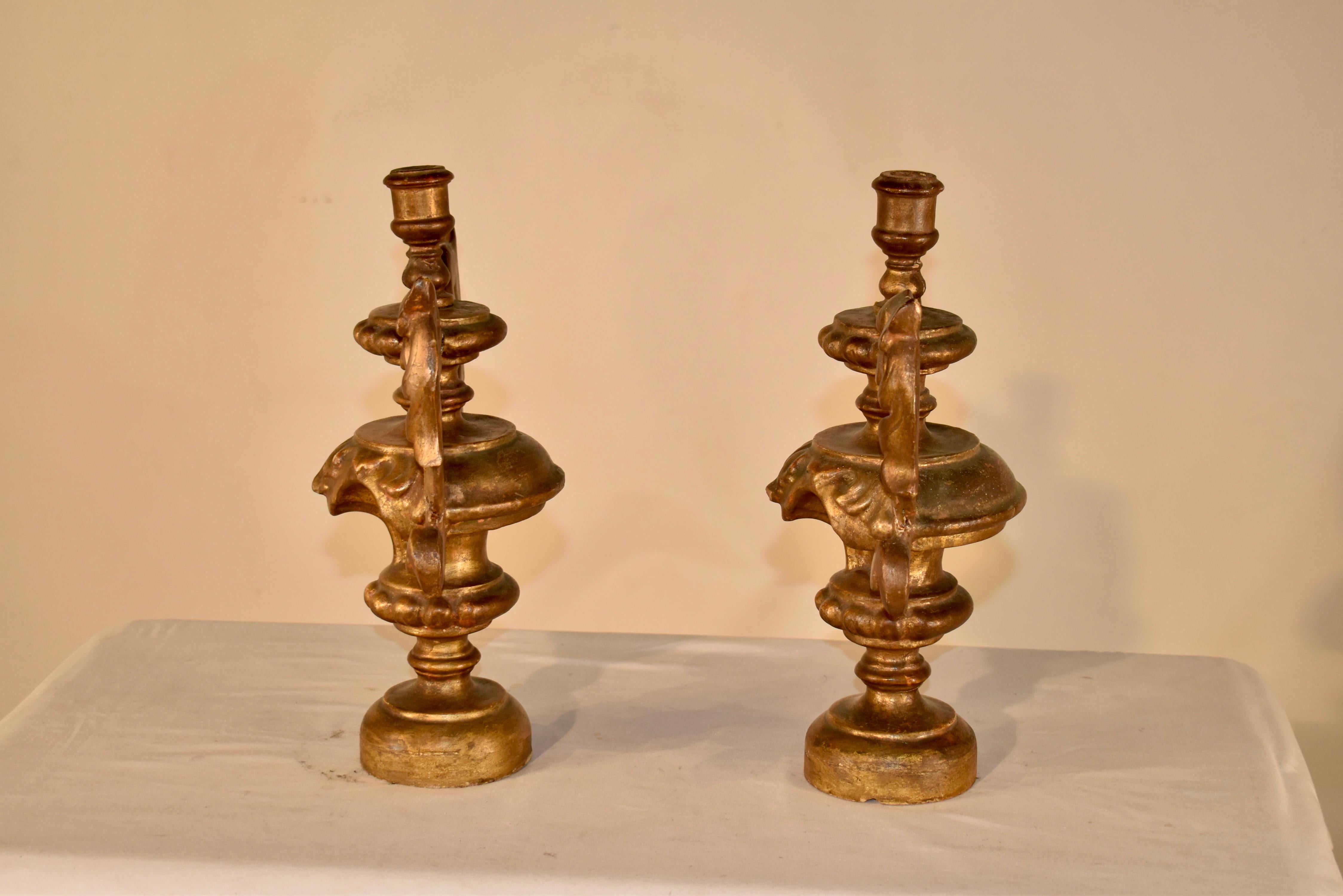 Pair of 18th Century Italian Candlesticks For Sale 3