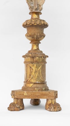 Pair of 18th Century Italian Candlesticks with Fossil Coral and Cactus Quartz