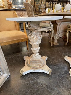 Pair of 18th Century Italian Carved and Bleached Wood Element Side Tables