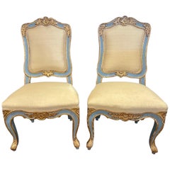 Pair of 18th Century Italian Carved and Parcel Gilt Side Chairs Pair of 18th Century Italian Carved and Parcel Gilt Side Chairs