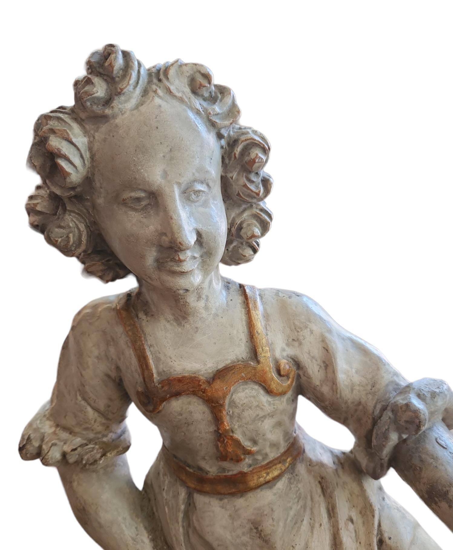 Wood Pair of 18th Century Italian Carved Figures For Sale
