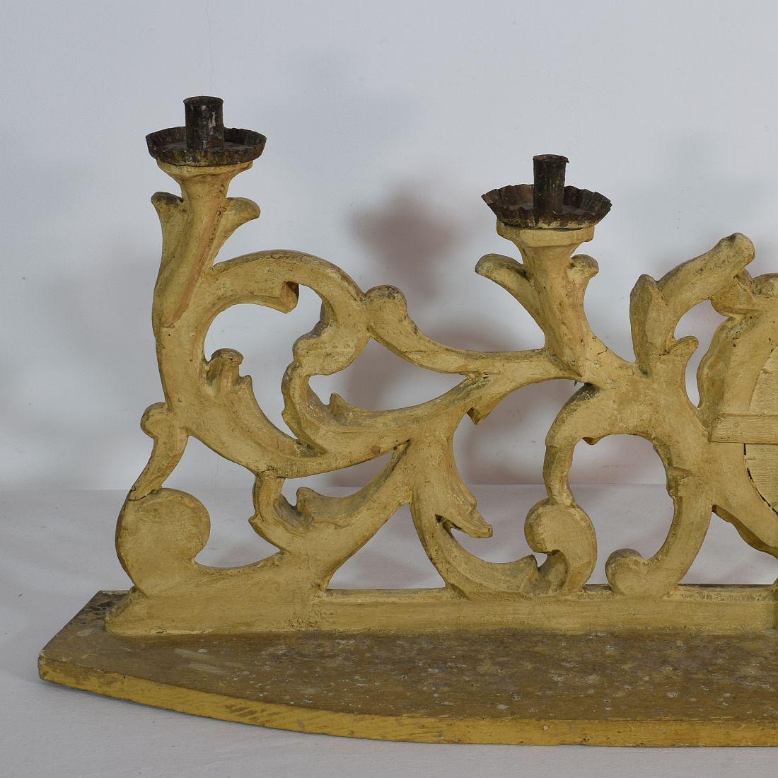 Pair of 18th Century Italian Carved Giltwood Baroque Candleholders 4